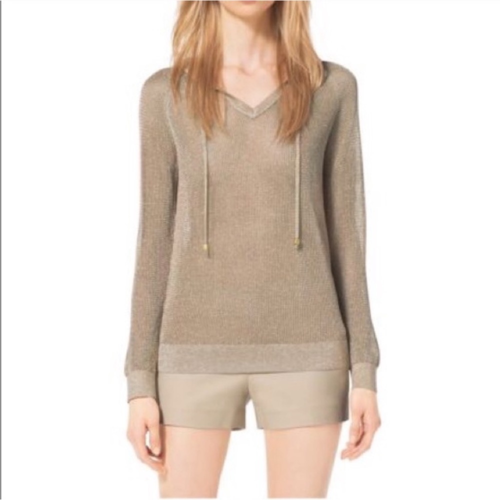 Michael Kors Gold Sparkly✨ Mesh Hooded Shirt